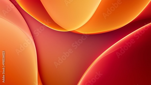 Red and orange abstract background with simple shapes, featuring smooth curves.