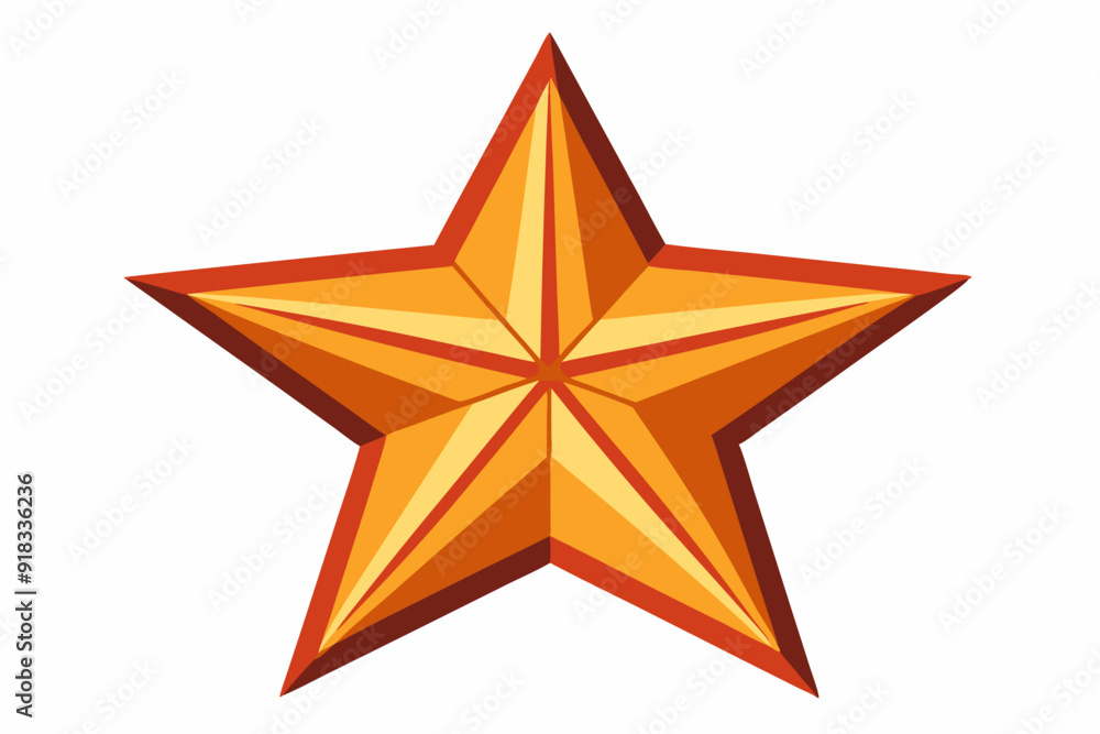 Fototapeta premium A five-pointed star with orange and red hues, isolated on a white background