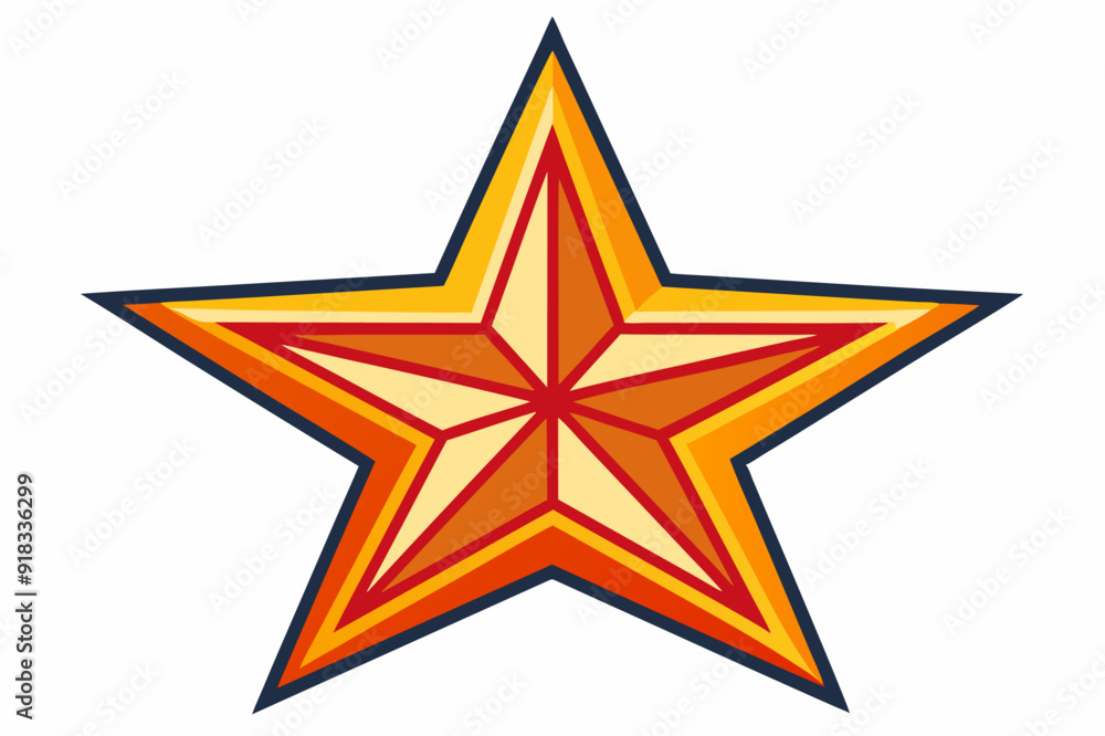Obraz premium A Multicolored Five-Pointed Star with a Dark Blue Outline
