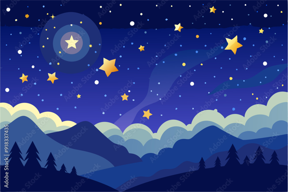 Fototapeta premium Night Sky with Mountains and Stars