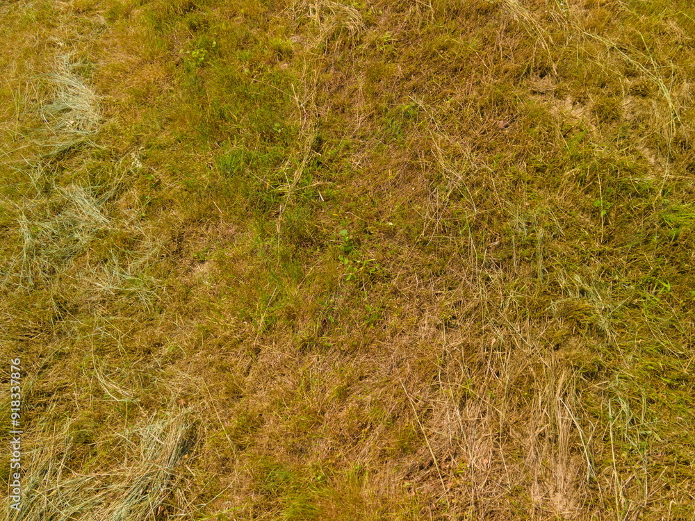 Landscape view from drone, yellow fields and haystacks. Landscape view from drone, yellow fields and haystacks.