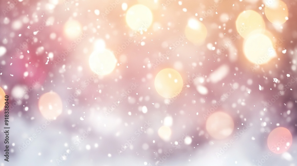 Abstract Winter Background with Blurred Lights and Falling Snow Abstract Winter Background with Blurred Lights and Falling Snow