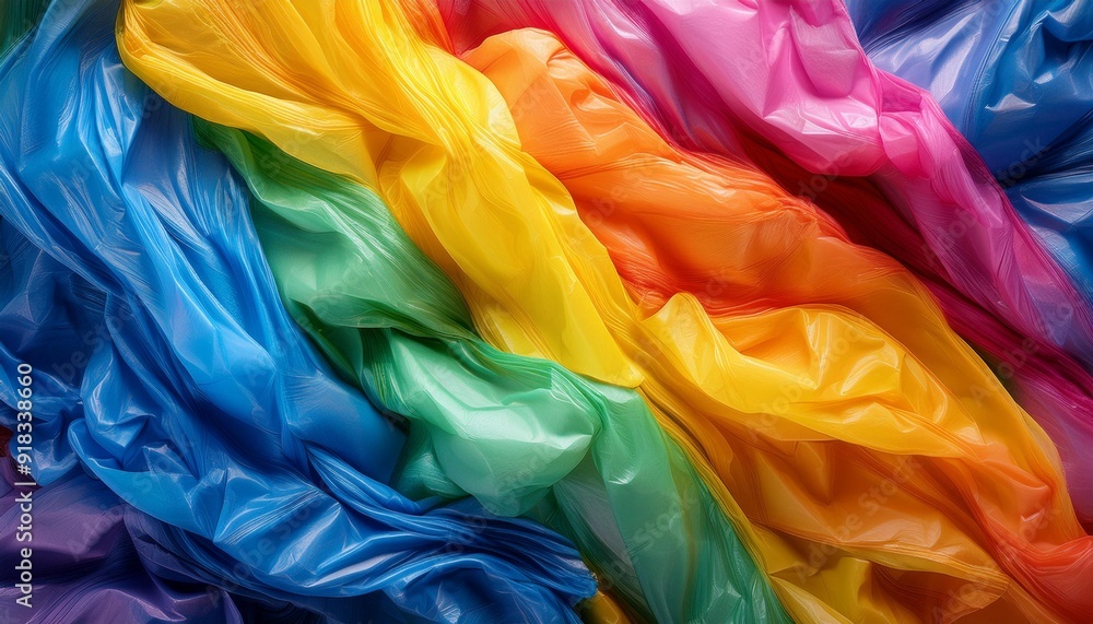 Colorful crumpled plastic textures in abstract pattern Generative AI image Colorful crumpled plastic textures in abstract pattern Generative AI image