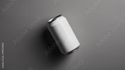 a white can mockup picture with a gray background