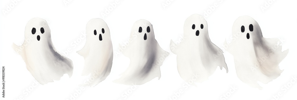 Spooky Halloween illustration with cute ghosts, pumpkins, and creepy decorations. Spooky Halloween illustration with cute ghosts, pumpkins, and creepy decorations.
