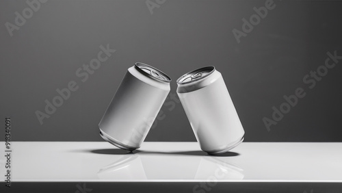 a white can mockup picture with a gray background