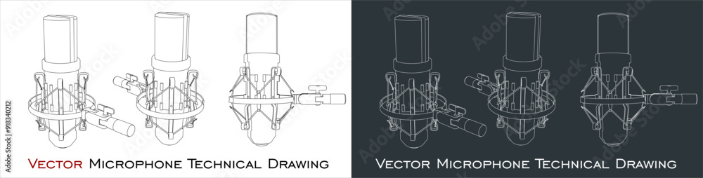 vector radio microphone blueprint for vocal recording, crystal clear sound, close up, artistic ambiance vector radio microphone blueprint for vocal recording, crystal clear sound, close up, artistic ambiance