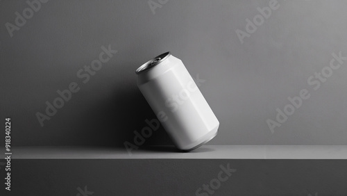 a white can mockup picture with a gray background