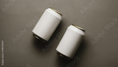 a white can mockup picture with a gray background