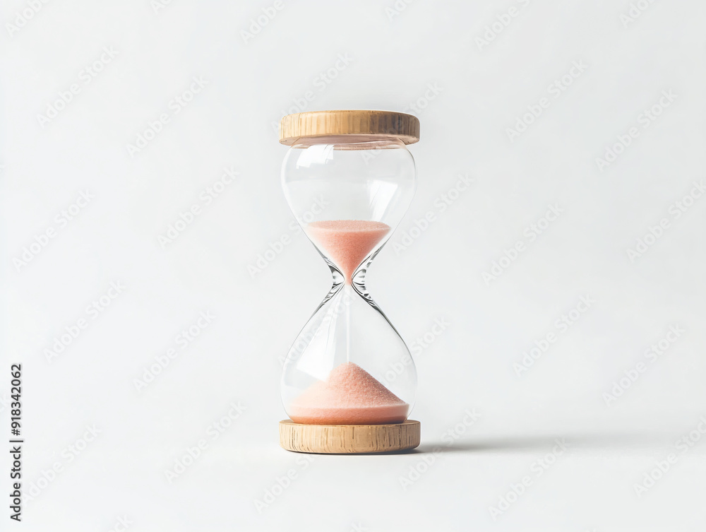 Naklejka premium Time Running Out - Hourglass on Isolated White Background