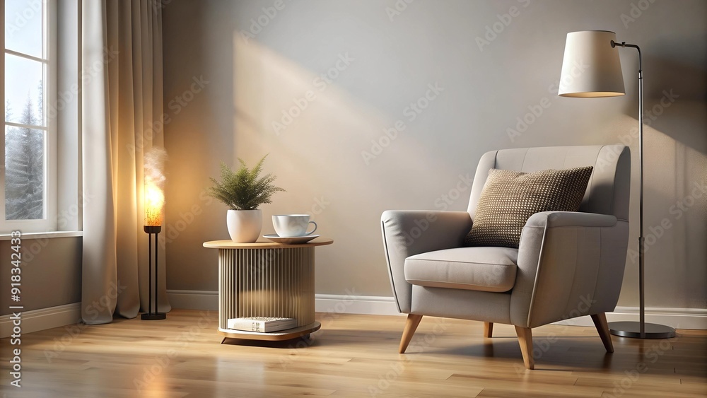 Fototapeta premium Warmth and Tranquility: A Cozy Corner with a Radiant Heater Generative AI