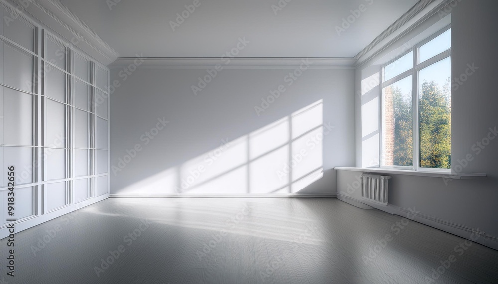 Fototapeta premium Empty room with white walls and window