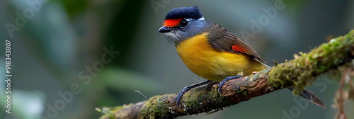 Blackcrowned Tityra Tityra inquisitor perched on a branch in the Amazon rainforest known locally as Tityradecoroapreta photo