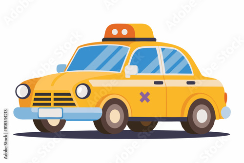 Yellow Taxi Cab with a Purple X Sticker