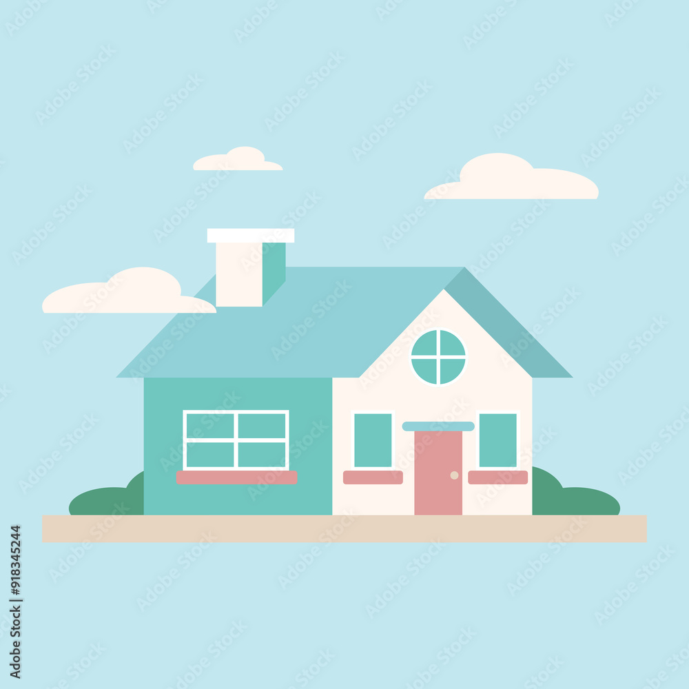 Fototapeta premium house vector premium flat style in cute colors bungalow side view.eps