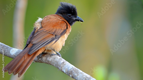 Blackcrowned Tityra Tityra inquisitor resting on a branch in the Amazon rainforest also called Tityradecoroapreta photo