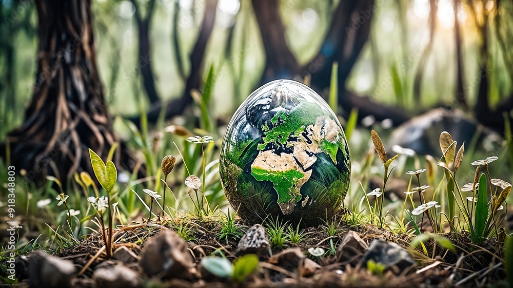 Earth Globe in Nature Earth Globe in Nature