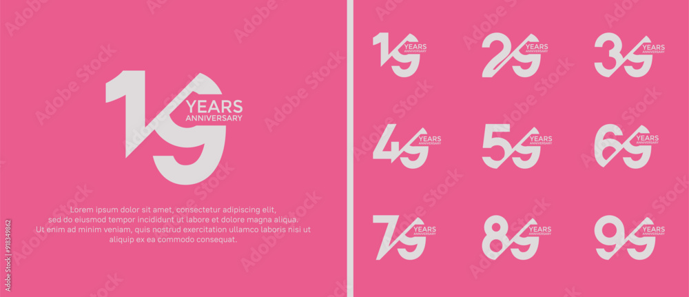 anniversary logo style set, white color with slash can be use for celebration moment anniversary logo style set, white color with slash can be use for celebration moment