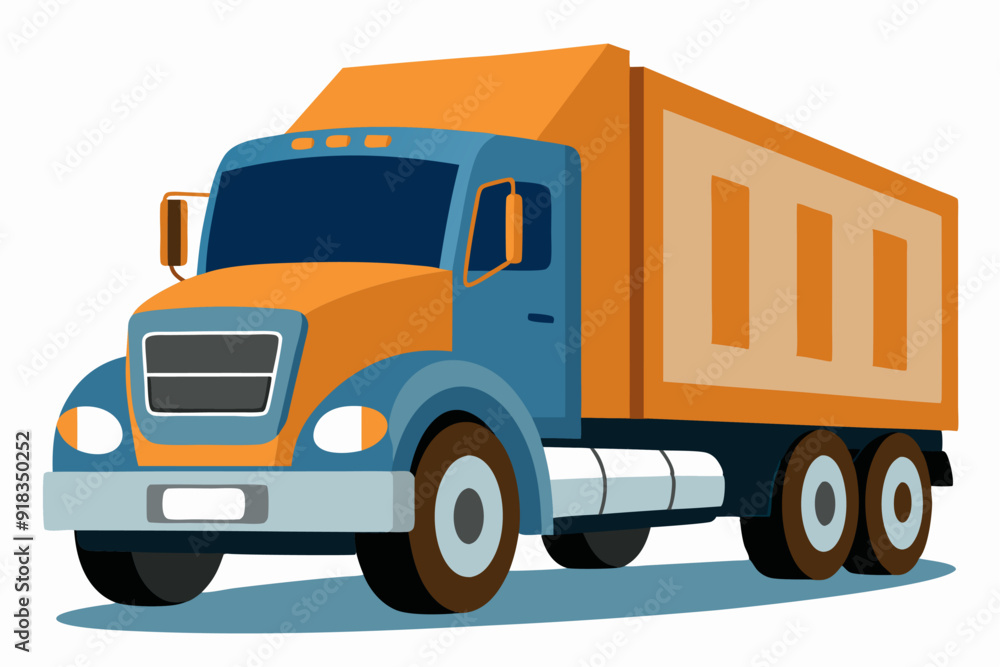 Fototapeta premium A Blue and Orange Dump Truck with a White Background