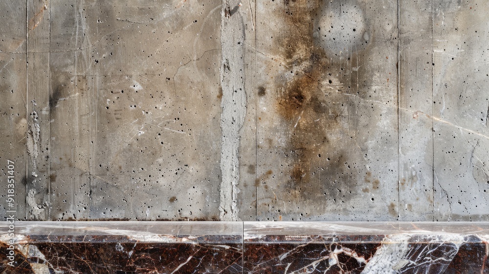 Obraz premium Aged concrete wall and brown marble background, high-res, full frame, with copy space.