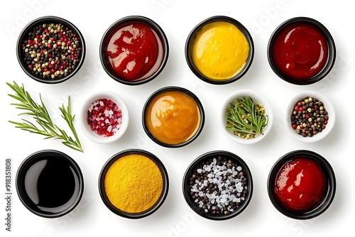 Various Condiments and Spices in Bowls - Photo