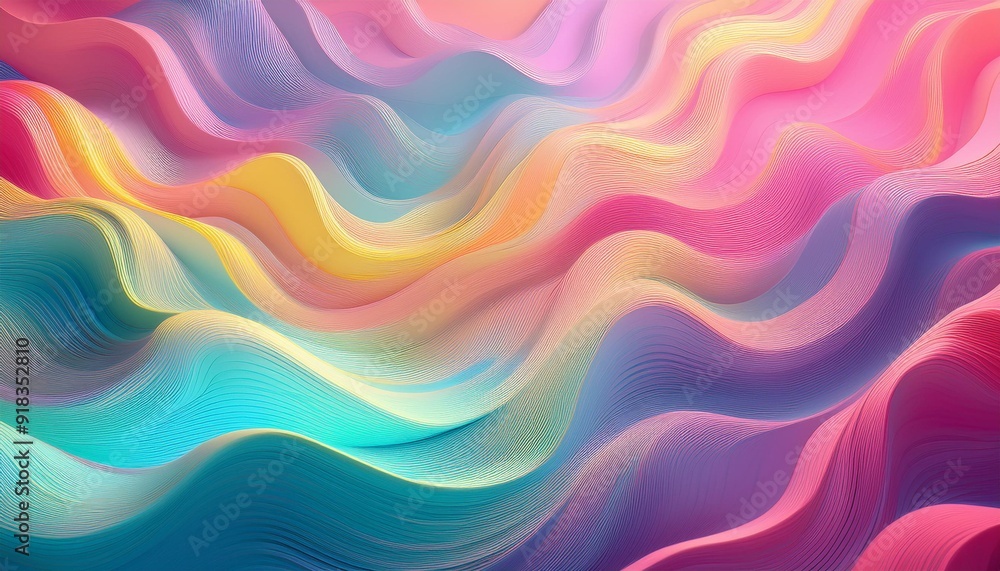 Generative AI illustration of colorful abstract background with pastel neon wavy surfaces Generative AI illustration of colorful abstract background with pastel neon wavy surfaces