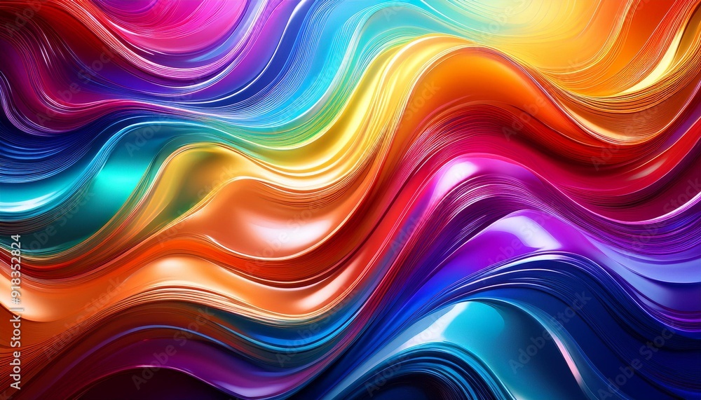Generative AI illustration of colorful abstract background with multicolored shiny wavy surfaces Generative AI illustration of colorful abstract background with multicolored shiny wavy surfaces