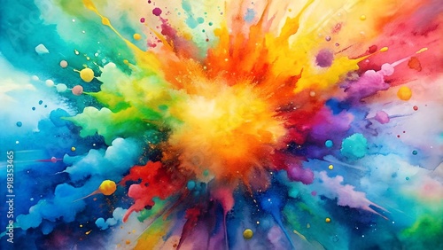 Abstract Watercolor Splash of Vibrant Colors Representing Joyful Creativity  AI generated