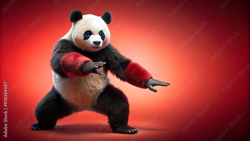 A Striking Red and Black Panda in a Dynamic Martial Arts Pose AI generated A Striking Red and Black Panda in a Dynamic Martial Arts Pose AI generated