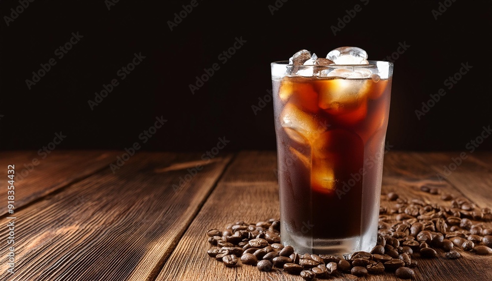 Ice cold brew coffee on wooden background Ice cold brew coffee on wooden background