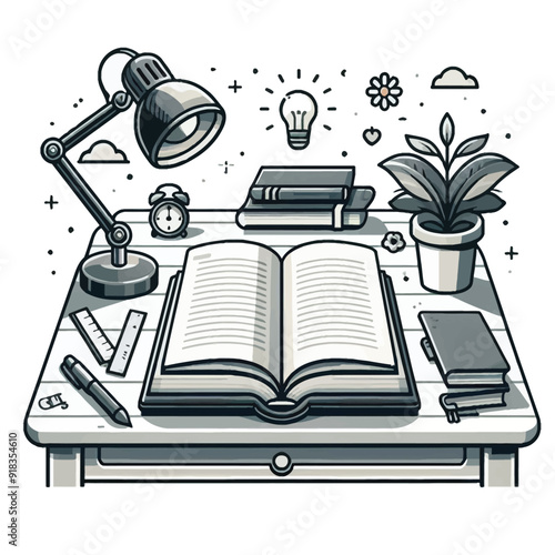 book in table vector illustration