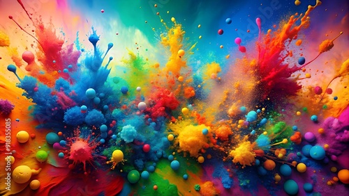 A Dynamic Composition of Colorful Paint Splashes  AI generated