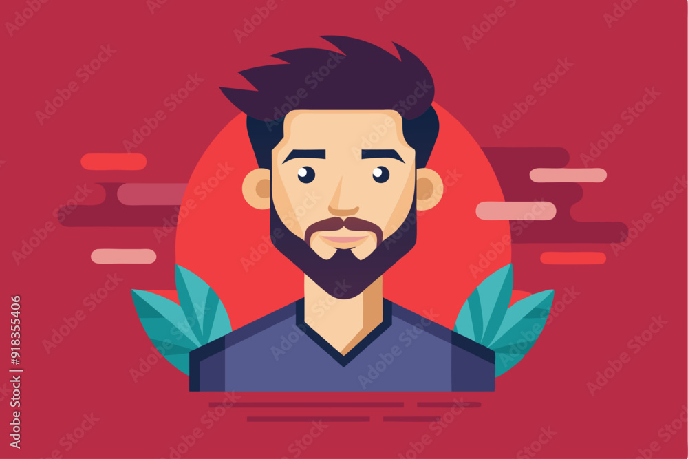 Cartoon Illustration of a Man with a Beard and Spiky Hair Cartoon Illustration of a Man with a Beard and Spiky Hair