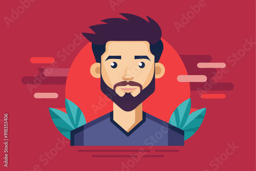 Cartoon Illustration of a Man with a Beard and Spiky Hair