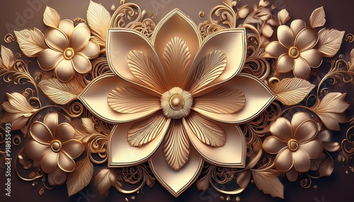 Wallpaper Mural Luxurious 3D wallpaper featuring elegant heart-shaped flowers Torontodigital.ca