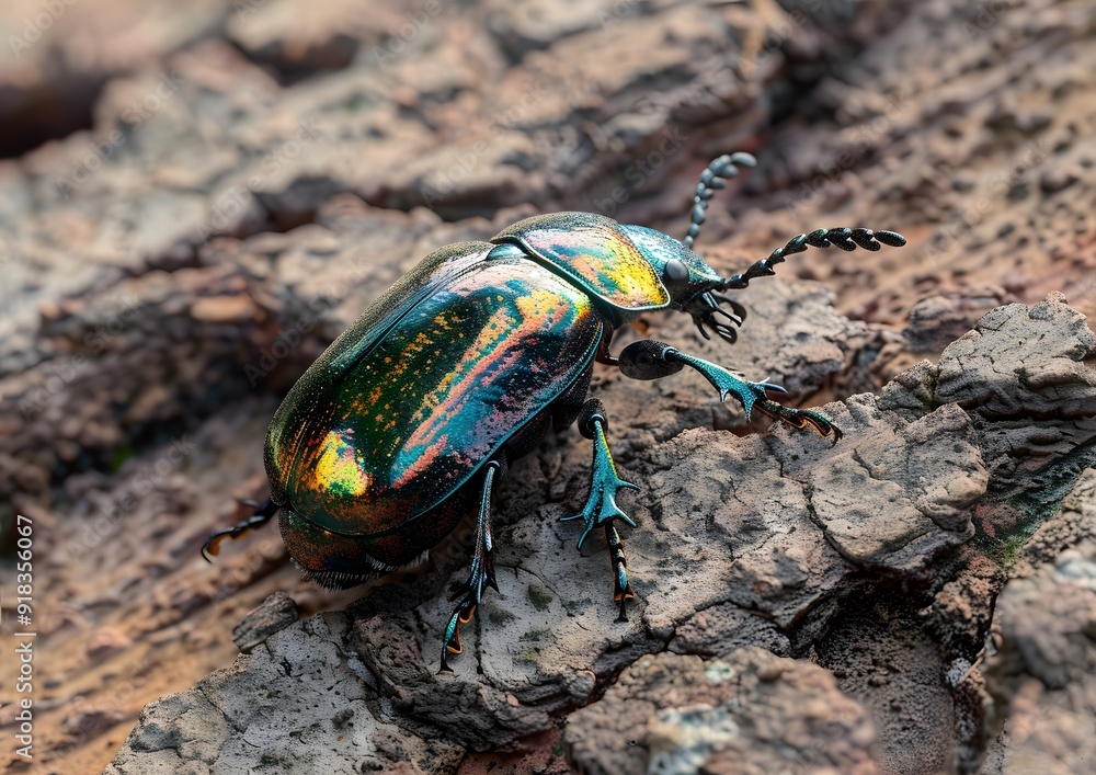 A Close-Up View of a Beetle with Vibrant Colors A Close-Up View of a Beetle with Vibrant Colors