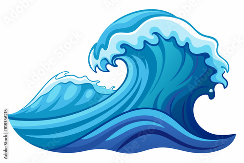 Large Blue Ocean Wave Crashing Down
