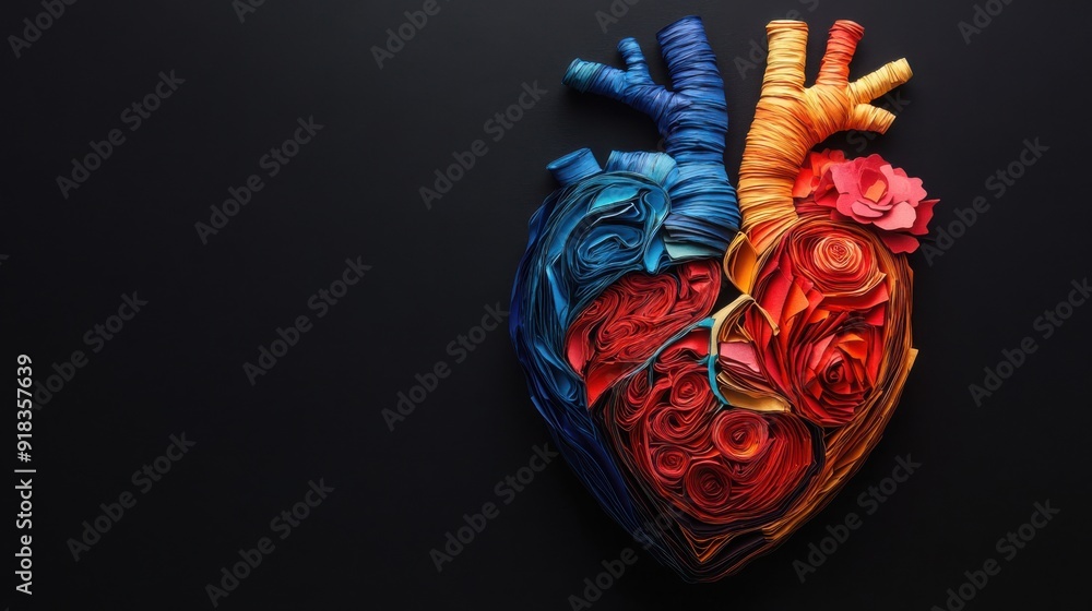 Naklejka premium Human body parts made of vivid colour origami paper