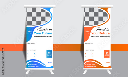 Roll-up banner design or pull-up banner design for modernized real estate agents
