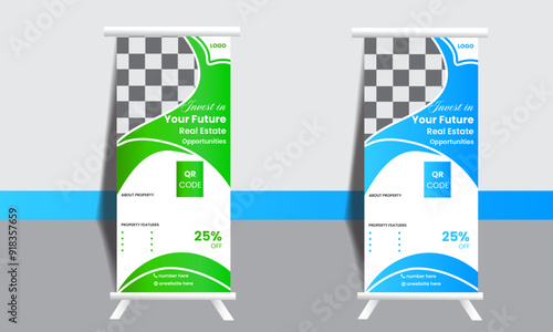 Roll-up banner design or pull-up banner design for modernized real estate agents