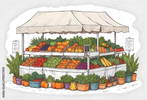 Illustration of vegetable market