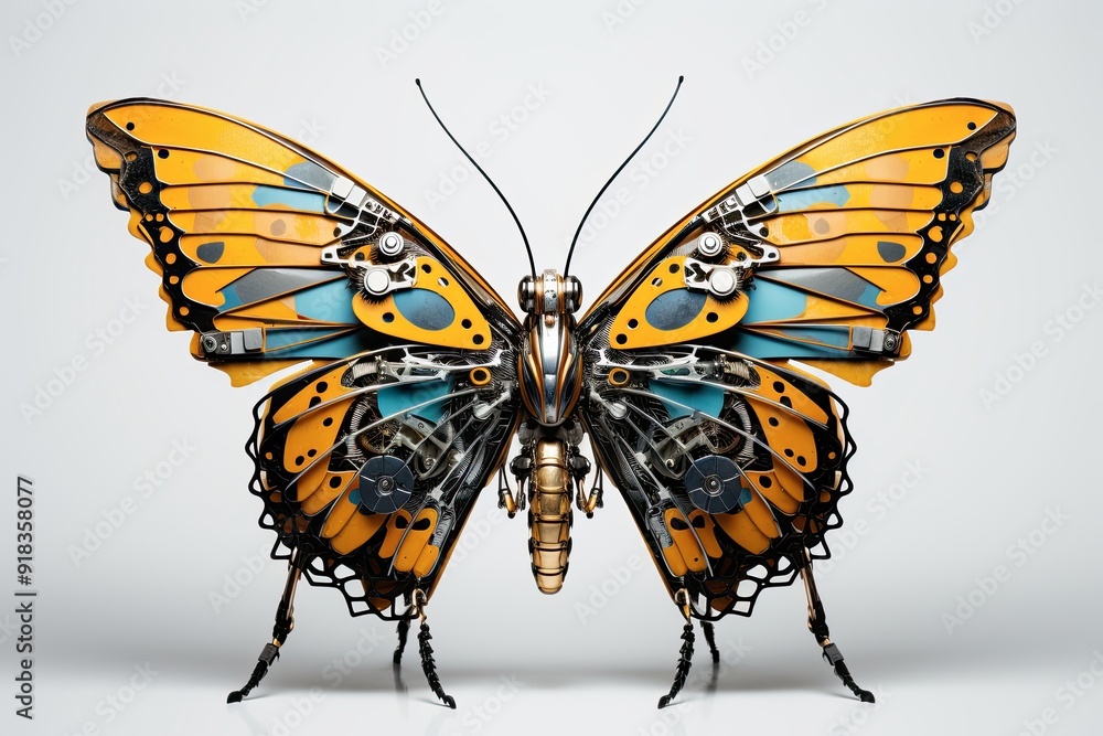 Fototapeta premium Digital Transformation butterfly robot, System Engineering, and Programming