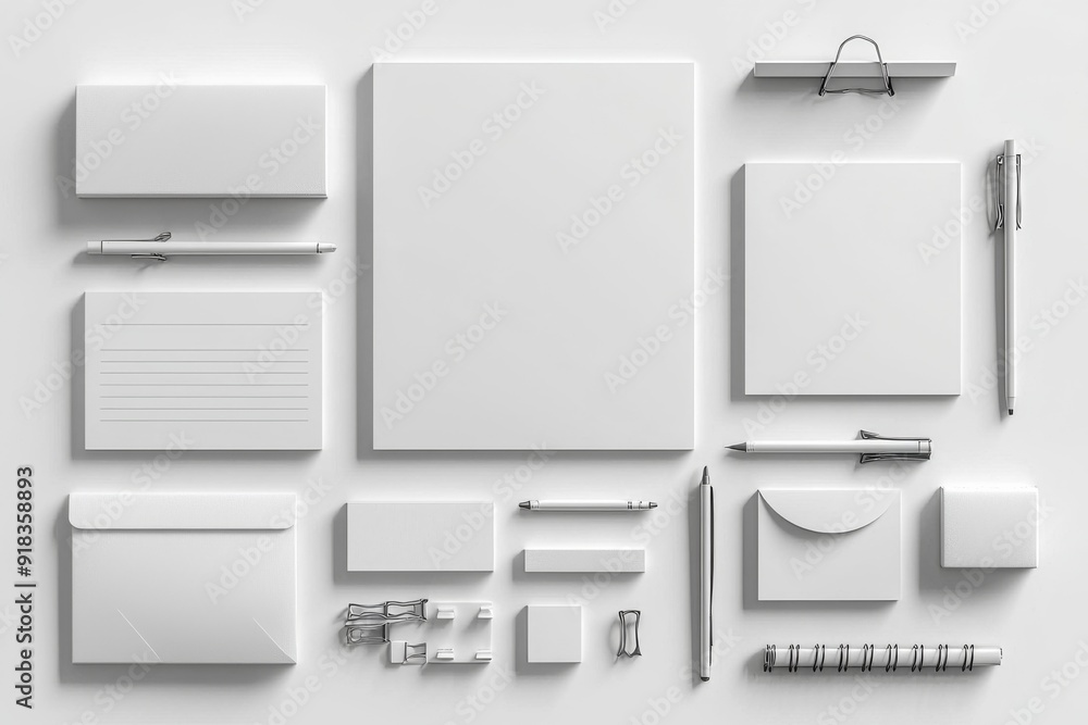 Realistic blank stationery set mockup isolated created with generative ai Realistic blank stationery set mockup isolated created with generative ai