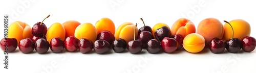 Apricots and Cherries - A Row of Fresh Fruit - Photo