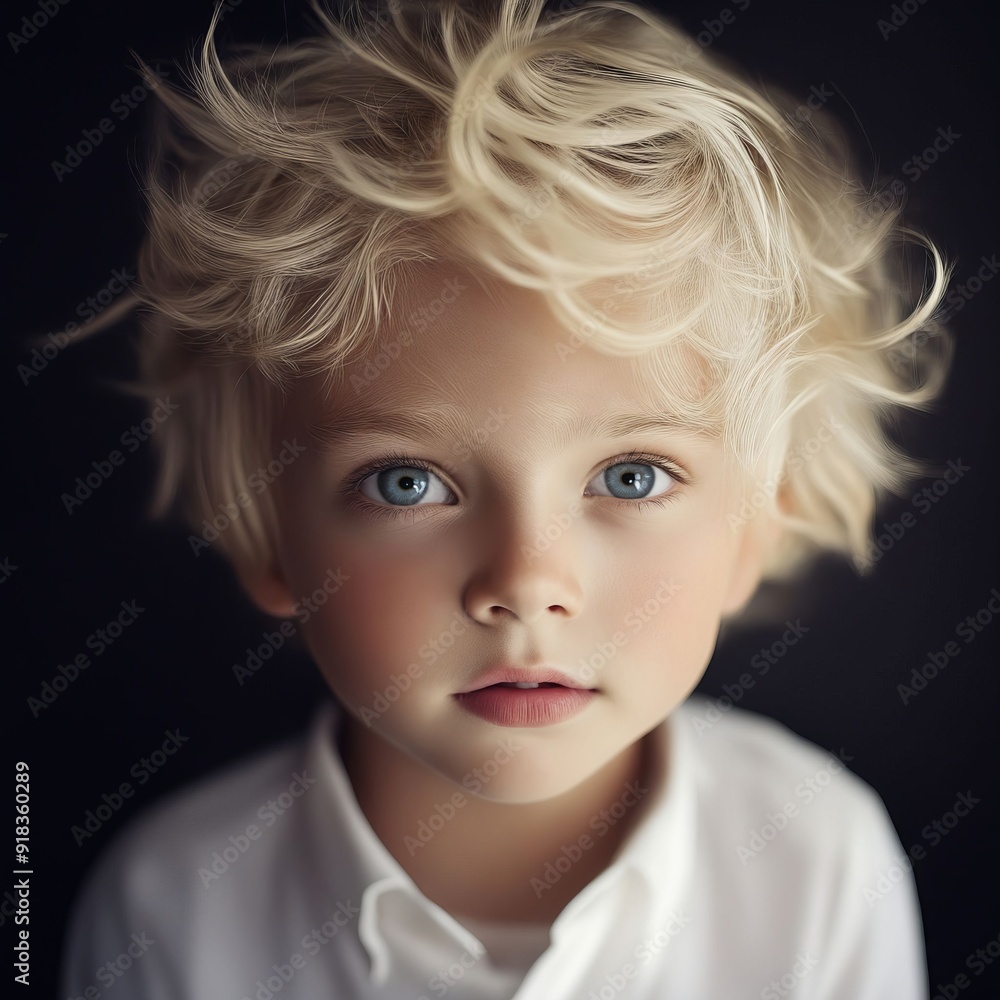 A little boy with blonde hair and blue eyes looking at the camera A little boy with blonde hair and blue eyes looking at the camera