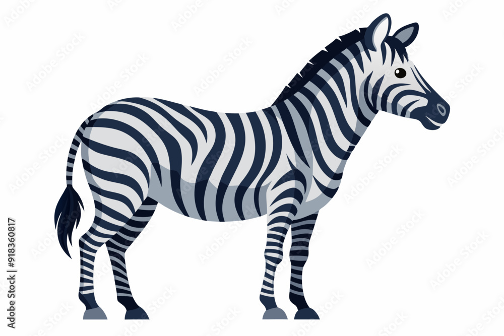 A Cartoon Zebra Standing with Its Stripes Facing the Viewer A Cartoon Zebra Standing with Its Stripes Facing the Viewer