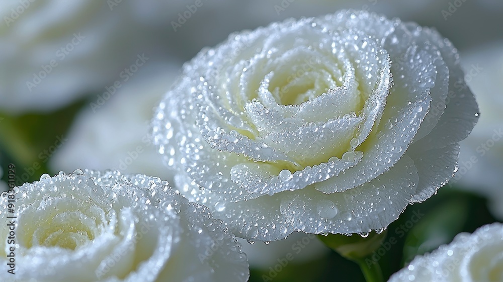 Dewdrops on a White Rose Dewdrops on a White Rose