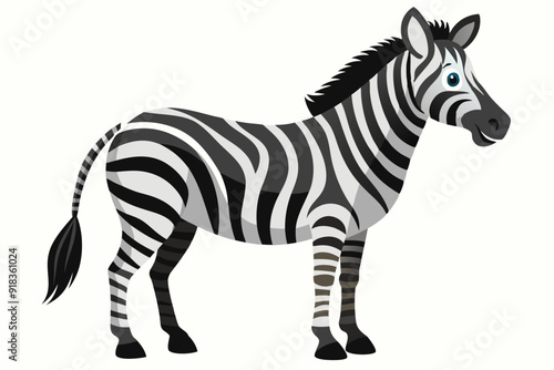 Cartoon illustration of a standing zebra with black and white stripes