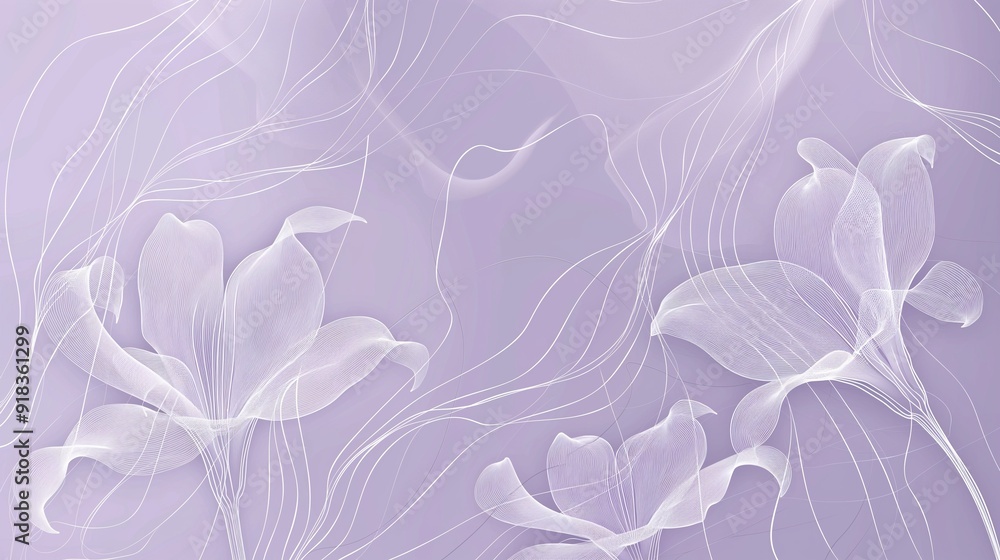 A minimalist line art background with delicate, fine lines creating abstract floral patterns, set against a soothing pastel lavender hue. A minimalist line art background with delicate, fine lines creating abstract floral patterns, set against a soothing pastel lavender hue.