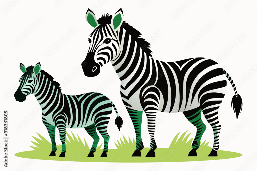 Two Zebras Standing in Grass Two Zebras Standing in Grass